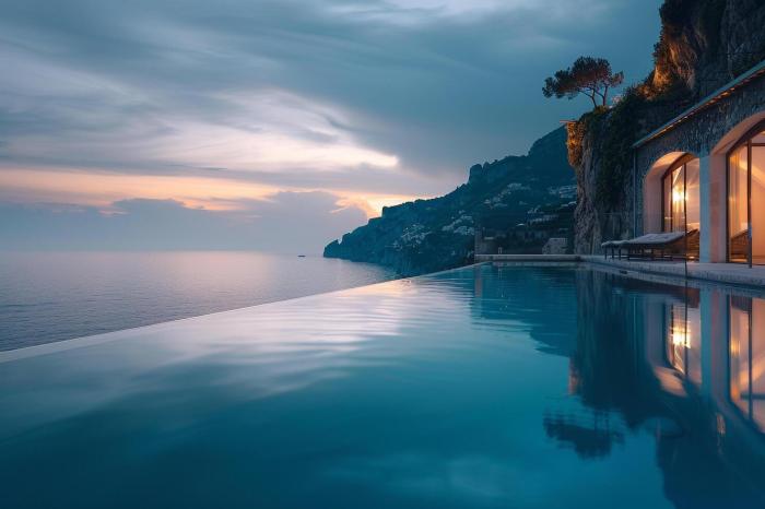 Cliffside Infinity Pool with Majestics Over Amalfi Coasts Azure Waters ... Hotel with infinity pool overlooking Amalfi Coast