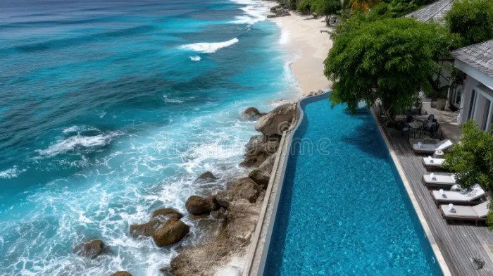Luxurious Beachside Infinity Pool Overlooking Turquoise Ocean Waves ... Hotel with infinity pool overlooking Amalfi Coast