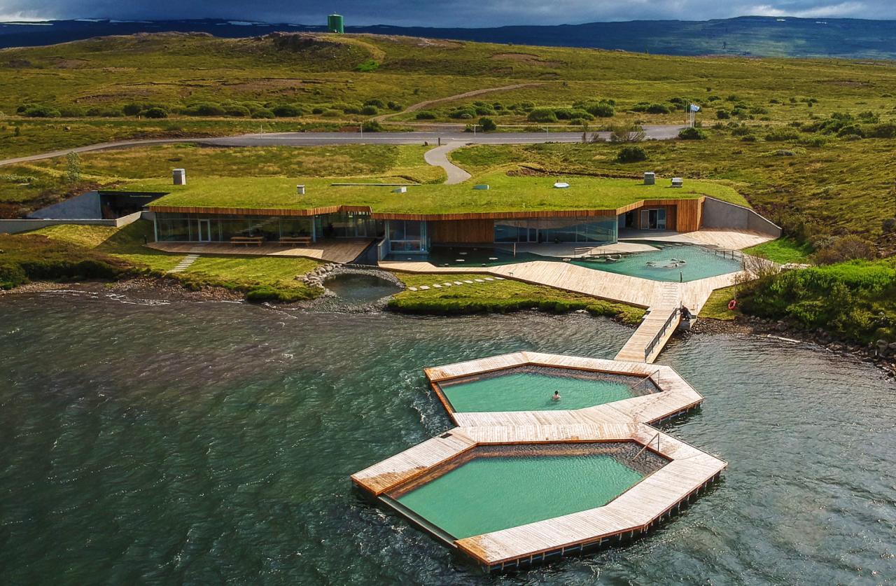 Eco-resort in Iceland with geothermal pools