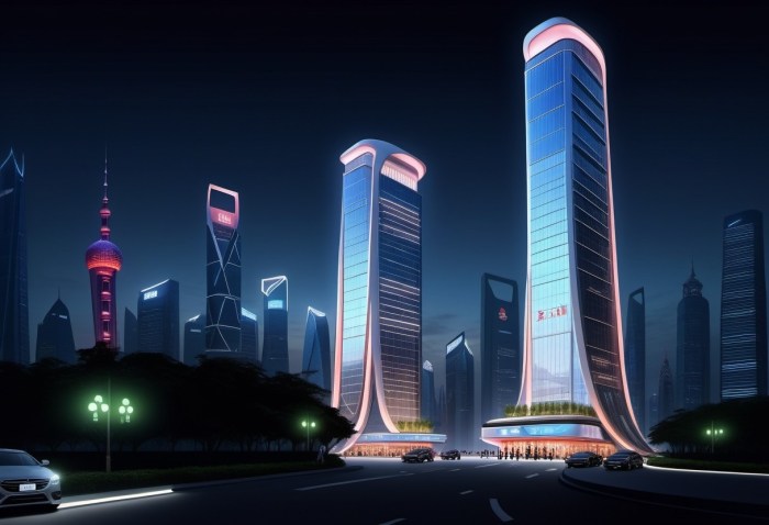 View of the skyline as seen from the Grand Hyatt Hotel, Pudong ...