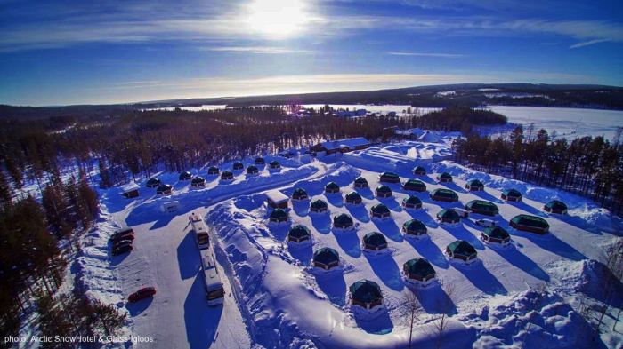 Ice hotel stay in Lapland with glass igloos