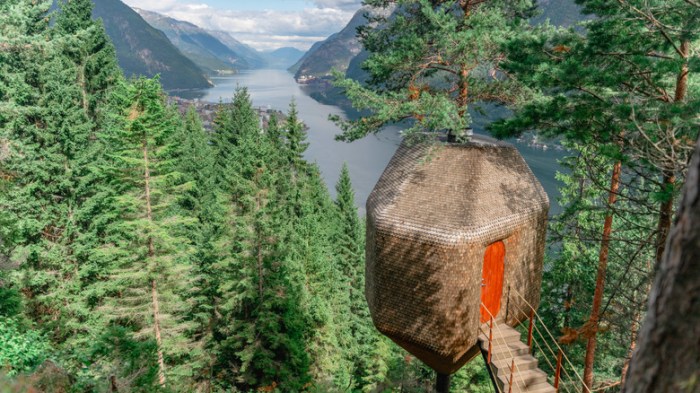 For A Norwegian Escape, Woodnest Offers Romantic Treehouse Accommodations Treehouse hotel in Norway Fjords