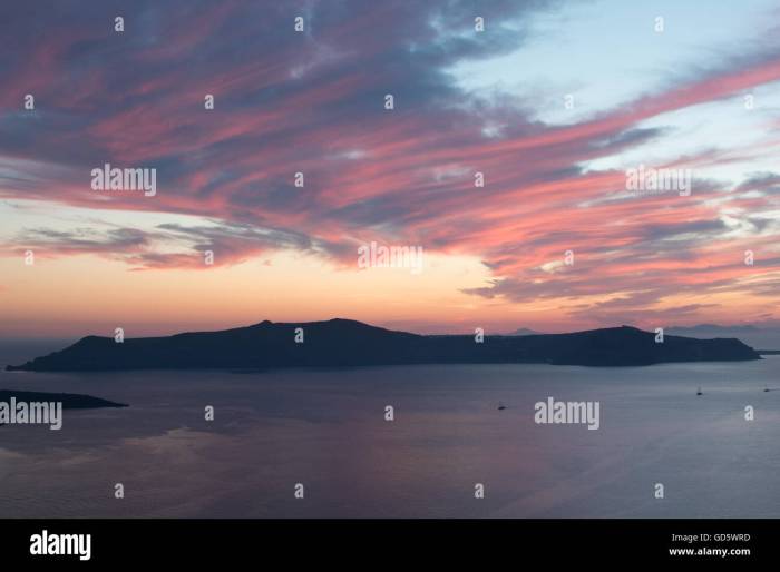 Island resort in Santorini with caldera sunset
